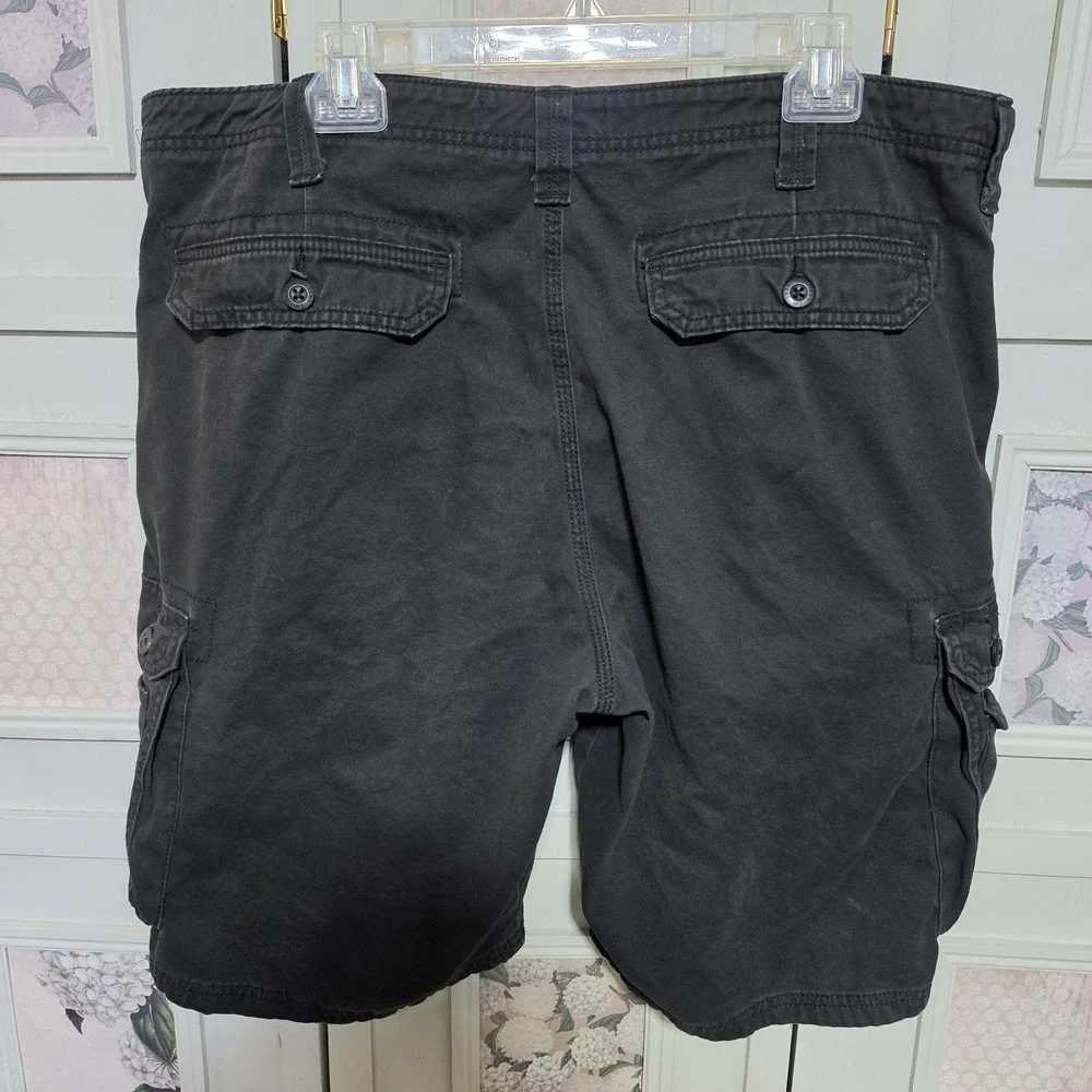 Lee Brand Mens Cargo Shorts Black Heavy Cotton Size 38